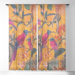 Vintage And Shabby Chic - Colorful Summer Botanical Jungle Garden Sheer Curtain