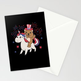 Quokka With Unicorn For Fourth Of July Fireworks Stationery Card