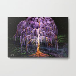 Electric Wisteria Willow Tree Metal Print
