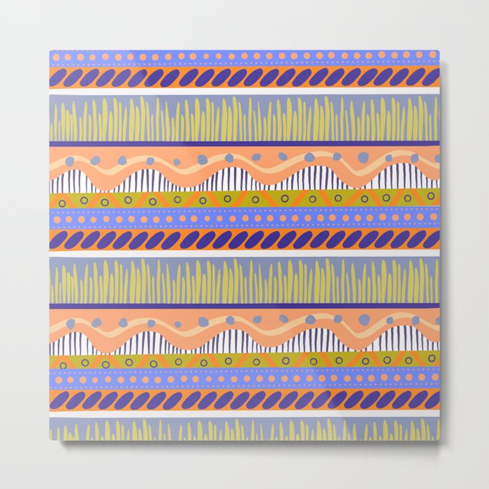 Modern Pattern- Orange Metal Print