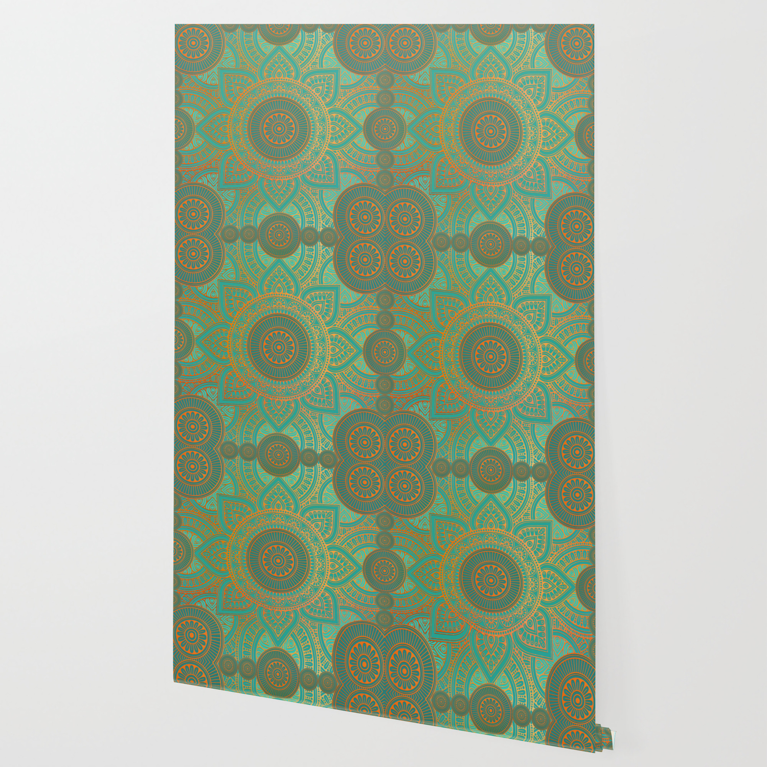 Sea Turquoise Pattern Mandala Teal Gold Wallpaper By Marcanton