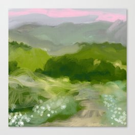 green abstract landscape art Canvas Print
