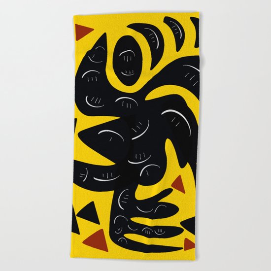 African Yellow abstract minimal and pop art design Beach Towel