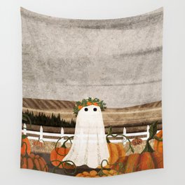 There's a Ghost in the Pumpkins Patch Again... Wall Tapestry