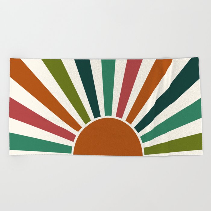 Multicolor retro Sun design 11 Beach Towel