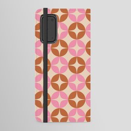 Mid Century Mod Pattern in Pink and Rust Android Wallet Case