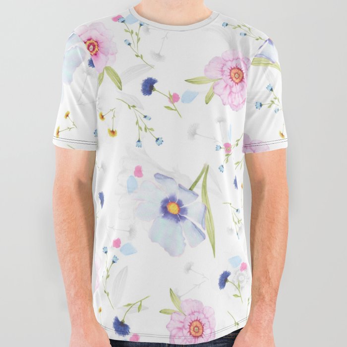 Awesome Flowers All Over Graphic Tee