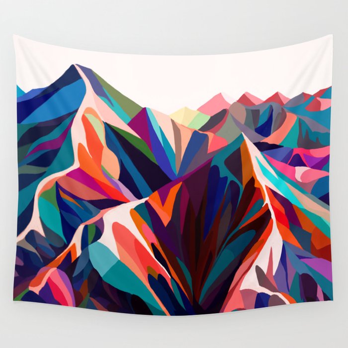 Mountains sunset warm Wall Tapestry