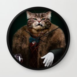 Arrogant sophisticated dressed cat boss looking with contempt Wall Clock