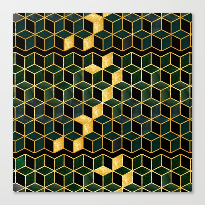 Green Cubes Canvas Print
