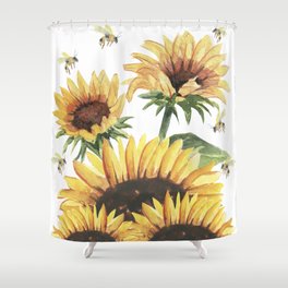 Sunflowers and Honey Bees Shower Curtain