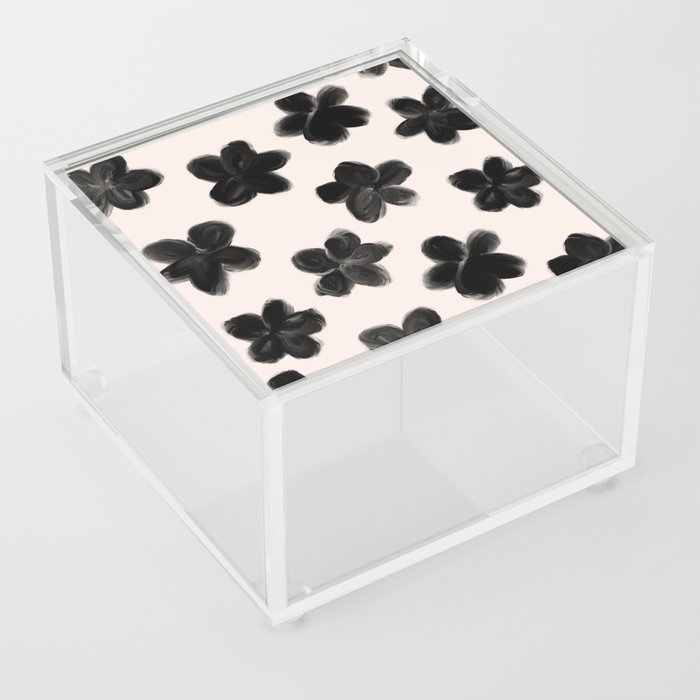Scandinavian Hygge Black Flowers  Acrylic Box