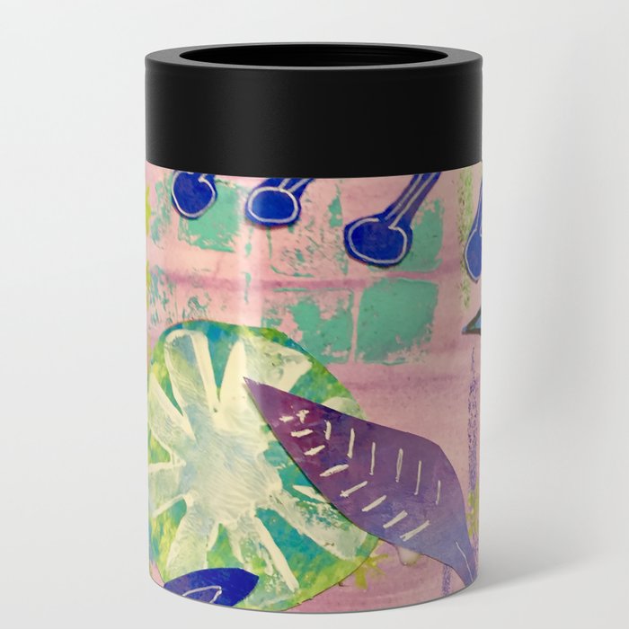 Cool Vines Mixed Media Collage Artwork Can Cooler