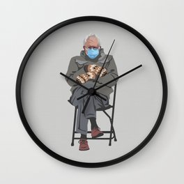 Bernie in Mittens-gray Wall Clock