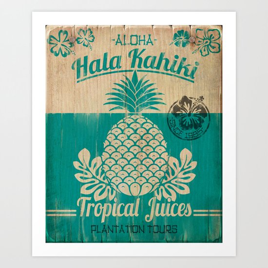 Hala Kahiki Juice Stand wooden board. Art Print