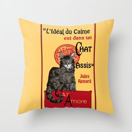 Cat - Le Chat noir - Citation - Quote - main coon - Paris - cabaret - Montmartre - caricature  Throw Pillow