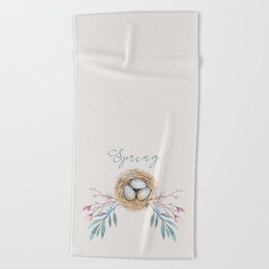 spring nest Beach Towel