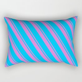 [ Thumbnail: Orchid and Deep Sky Blue Colored Lines Pattern Rectangular Pillow ]