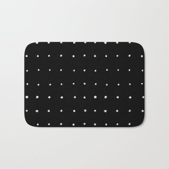Dot Grid White on Black Bath Mat