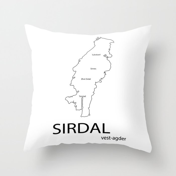 map of sirdal Throw Pillow