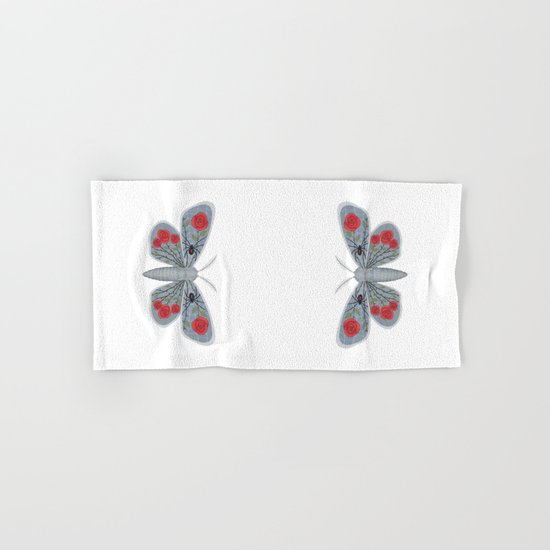 spider web and rose (made up moth) Hand & Bath Towel