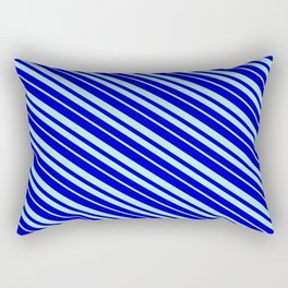 [ Thumbnail: Blue & Turquoise Colored Pattern of Stripes Rectangular Pillow ]