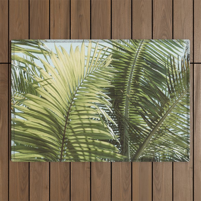 Summer Palm Leaves Horizontal Outdoor Rug