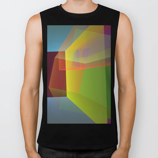 Modern colourful translucent cubism Biker Tank
