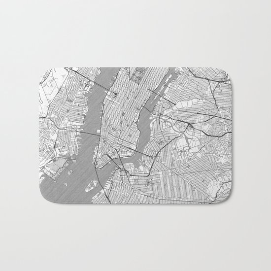 New York Map Line Bath Mat