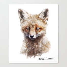 Cute Red Fox Watercolor Painting Portrait - Perfect Gift Canvas Print