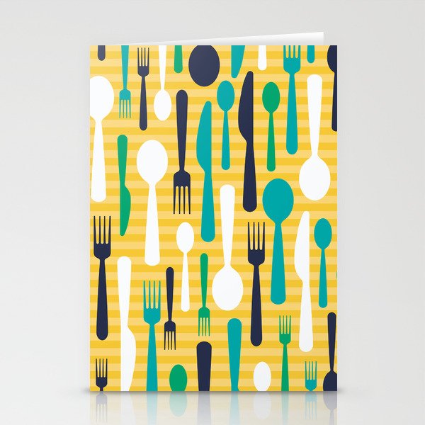 Pattern of spoons, forks and knifes Stationery Cards