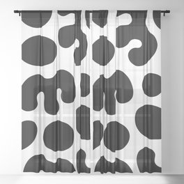 Organic Abstraction 822 Black and White Sheer Curtain