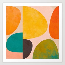 abstract painterly mid century shapes 3 Art Print