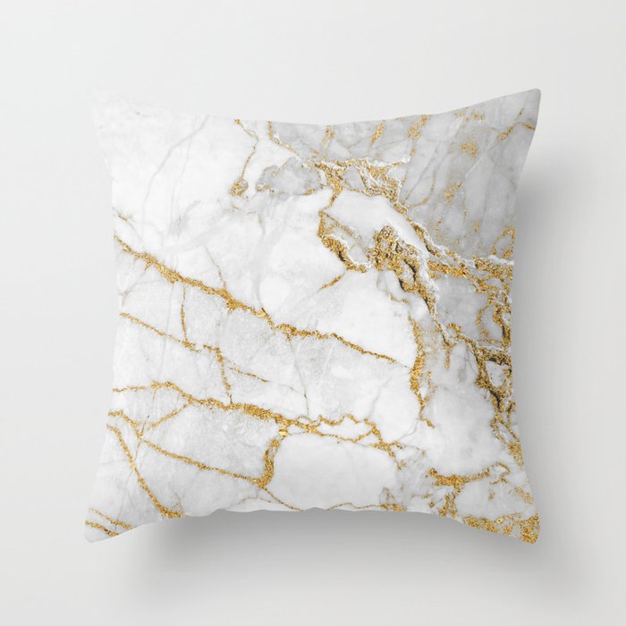 white marble Throw Pillow