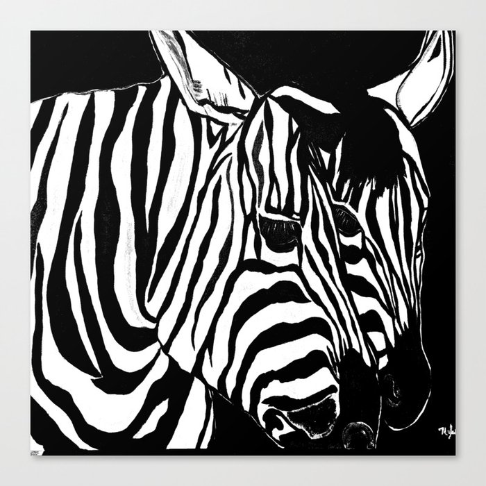 Zebra Black and White #2 Canvas Print