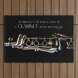 Panache Minimalist Clarinet Photo with Quote Outdoor Rug