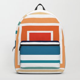 Square Biz Backpack | Modernistart, Geometricart, Vintageart, Orange, Shapes, Trendy, Squares, Retroart, Moderndecor, Blues 