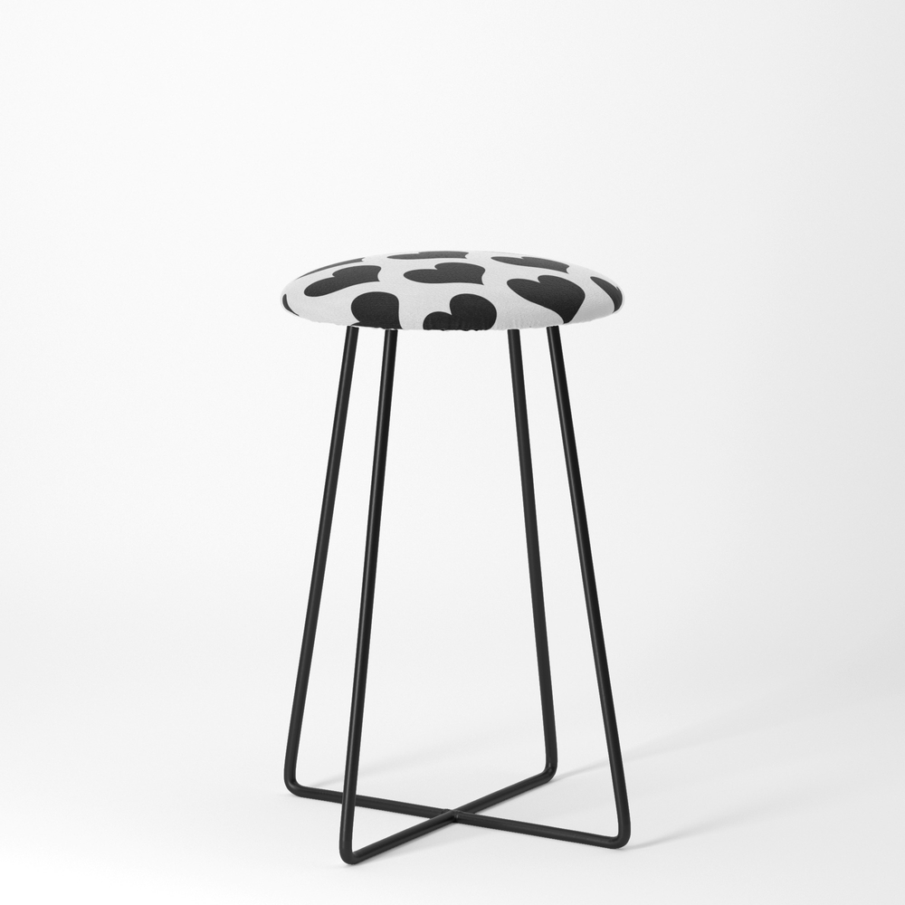 White Black Heart Minimalist Counter Stool by beautifulhomes