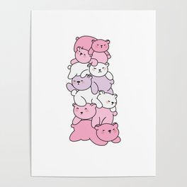 Pomosexual Flag Pride Lgbtq Cute Bear Pile Poster