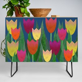 Tulips - colorful pattern with tulips  Credenza
