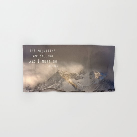 The Mountains are calling, and I must go. John Muir. Vintage. Hand & Bath Towel