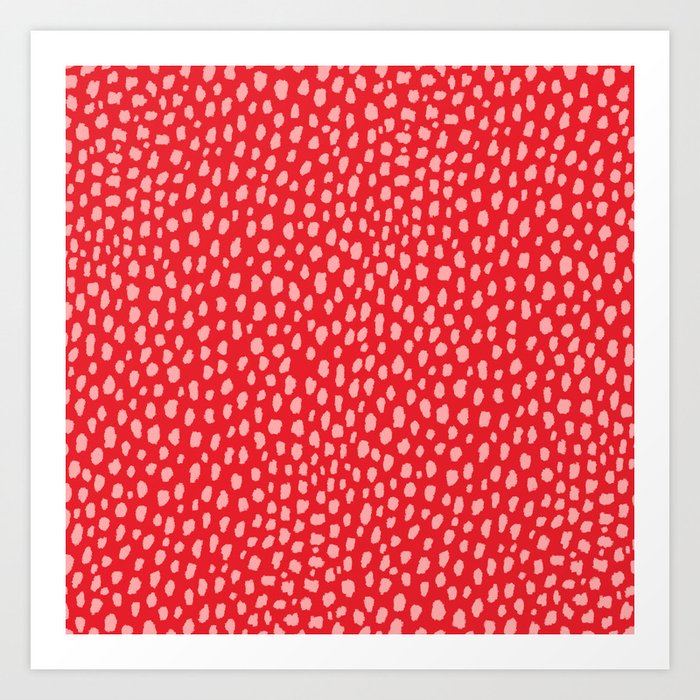 Dalmatian Polka Dot Spots Pattern (pink/red) Art Print