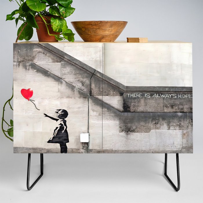 Banksy girl with balloon restored with artificial intelligence 8k