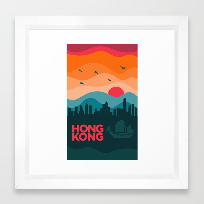Vintage Travel: Hong Kong Framed Art Print by oblada | Society6