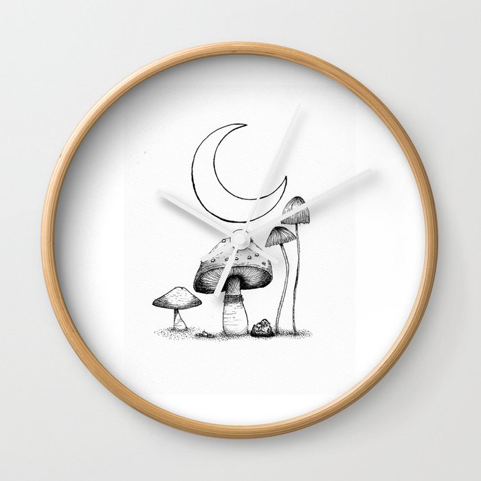 Lunar Shrooms Wall Clock