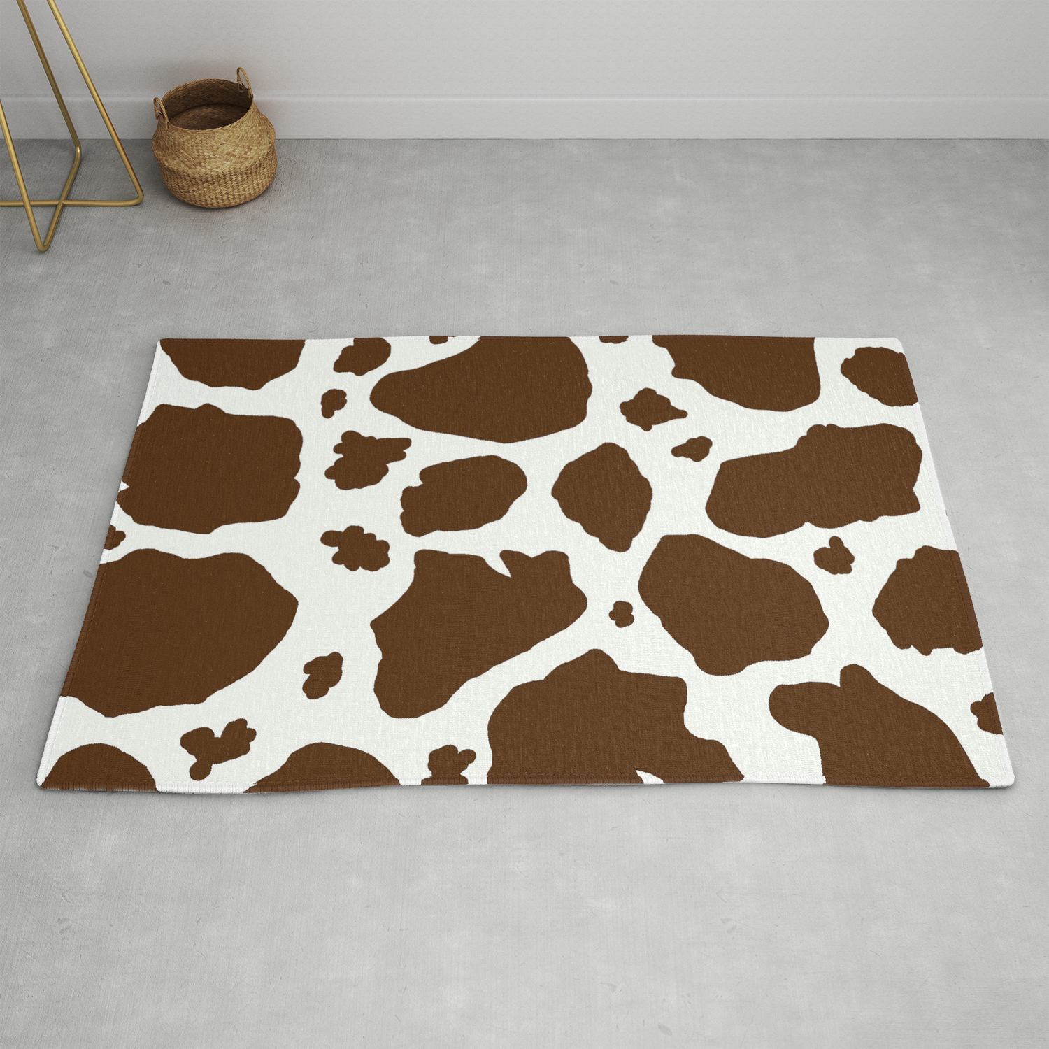 Cow Spots Animal Print Dark Chocolate Brown White Rug By Amygale Society6