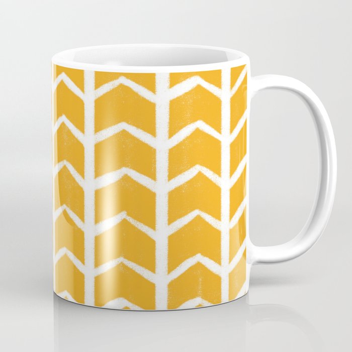 Herringbone Pattern Marigold Yellow Coffee Mug by thewhimsicalrepose ...