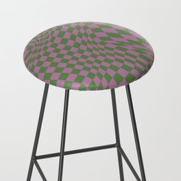 Chequerboard Pattern - Green Purple Bar Stool
