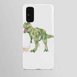 T-rex dinosaur walking dog painting Android Case