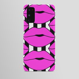 Pink Close up Stripe Lips Android Case